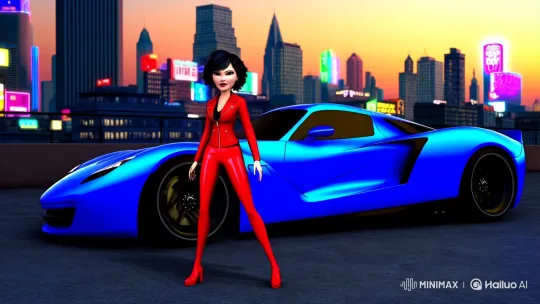 Mia's Poised Dusk Drive and High-Stakes Chase – AI Generated Video | Hailuo AI