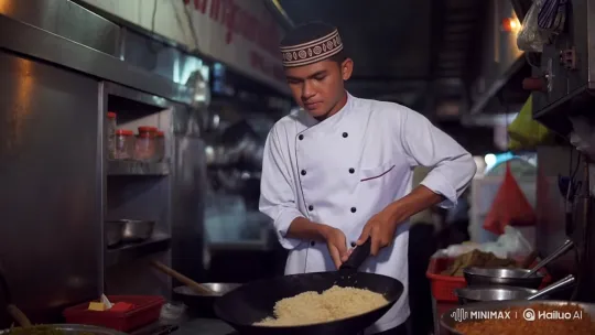 Indonesian Chef Cooks Flamboyant Fried Rice – AI Generated Video | Hailuo AI
