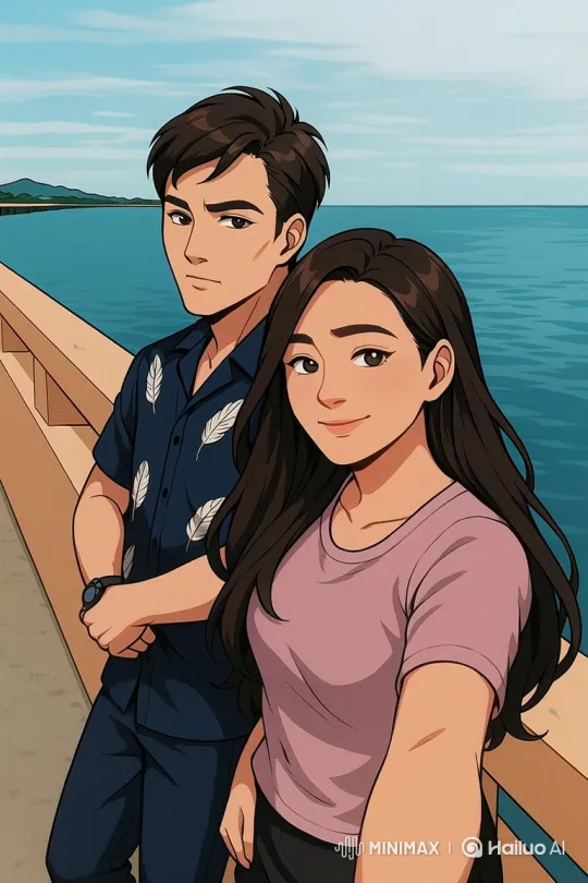 Couple Walking on Pier in Animated Sunset Setting – AI Generated Video | Hailuo AI
