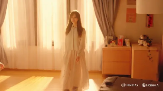 Young Woman Expresses Affection in a Sunlit Room – AI Generated Video | Hailuo AI