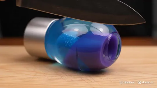 The feasibility of cutting a lava lamp is explored. – AI Generated Video | Hailuo AI