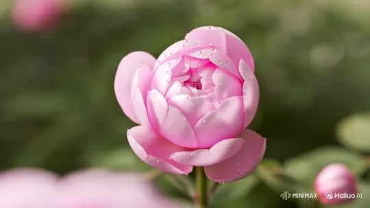 Vibrant Peony Bloom in Serene Garden Setting – AI Generated Video | Hailuo AI