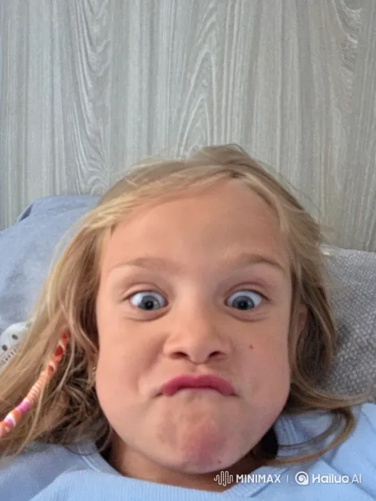 Young Girl Transitioning from Puffed Cheek Expression to Smile – AI Generated Video | Hailuo AI