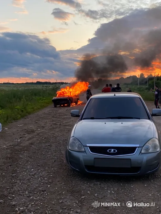 Dramatic Zoom-Out from Burning Car to Earth in Space – AI Generated Video | Hailuo AI