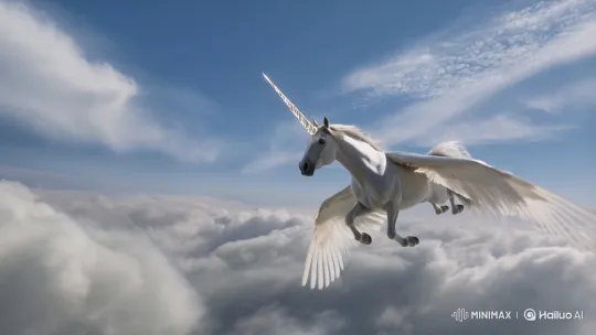 Majestic Unicorn Glides Through Cloudscape – AI Generated Video | Hailuo AI