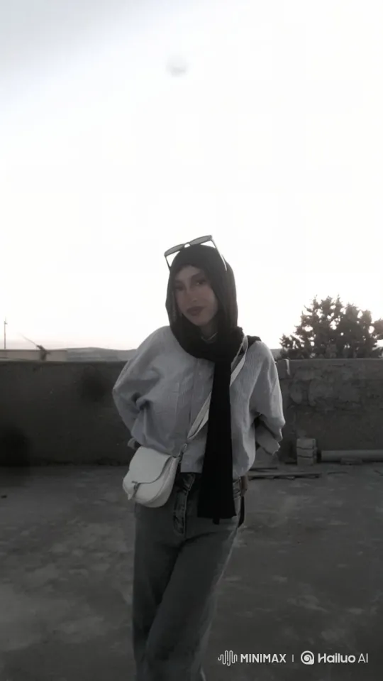 Stylish Young Woman on Rooftop with Gentle Breeze – AI Generated Video | Hailuo AI