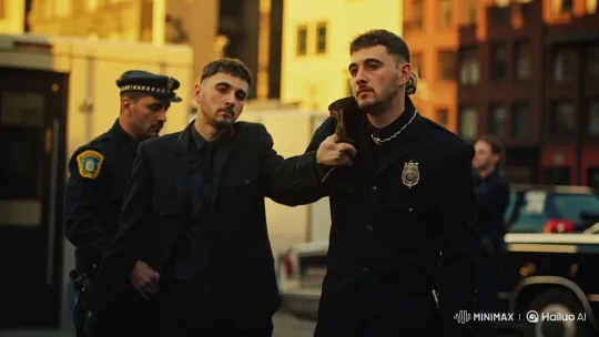 Tense Standoff Between Brothers on City Street – AI Generated Video | Hailuo AI