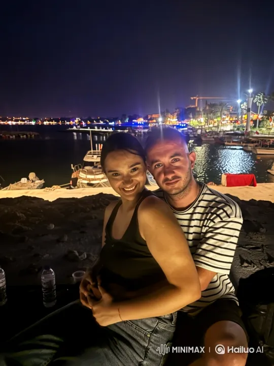 Family Embrace by Harbor at Night – AI Generated Video | Hailuo AI