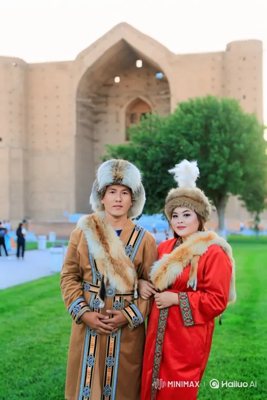 Asian Family Embraces in Historic Setting – AI Generated Video | Hailuo AI