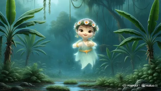 Thai Forest Spirit Dance in Ghibli-Inspired Tropical Rain – AI Generated Video | Hailuo AI