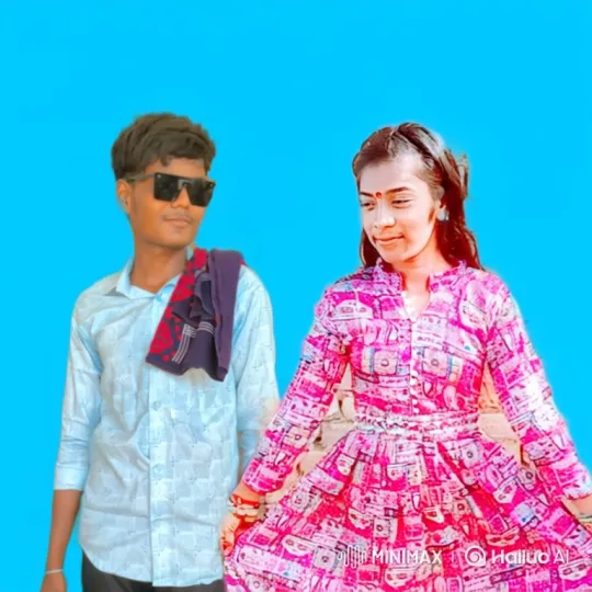 Young Couple's Tender Moment in a Blue Background – AI Generated Video | Hailuo AI