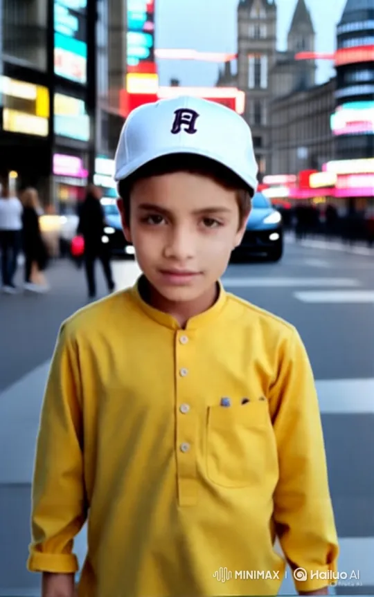Contemplative Boy Amidst Blurry City Life – AI Generated Video | Hailuo AI
