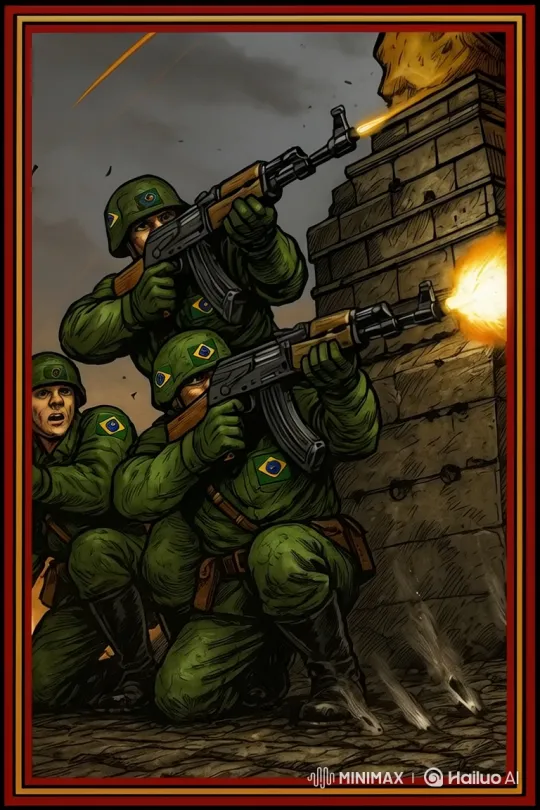 Brazilian Soldiers Engaged in Intense Firefight – AI Generated Video | Hailuo AI