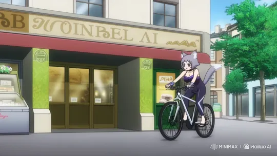 Cat-girl on Bicycle: Graceful Journey to the Bakery – AI Generated Video | Hailuo AI
