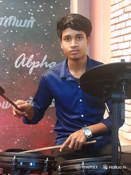 Young Drummer Performs with Focus and Precision – AI Generated Video | Hailuo AI