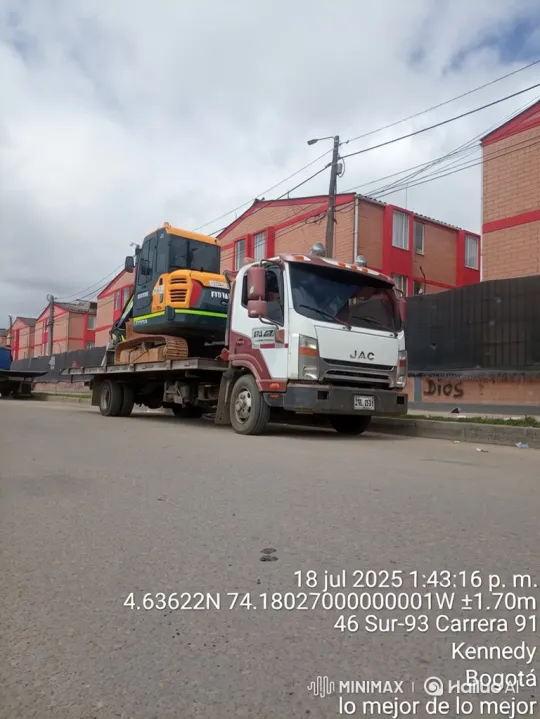 Truck with Excavator Drives Through Residential Street – AI Generated Video | Hailuo AI