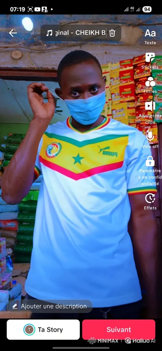 Young Man Adjusting Surgical Mask in Shop Setting – AI Generated Video | Hailuo AI