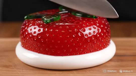 Red Glass Strawberry Cake Recipe – AI Generated Video | Hailuo AI