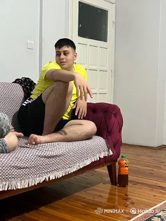 Young Man on Sofa Surprised by Police Officers – AI Generated Video | Hailuo AI