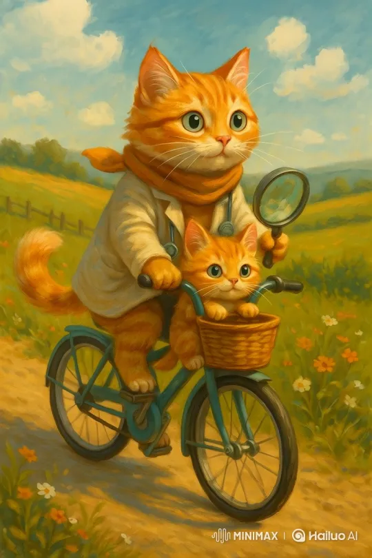 Animated Tale of a Cat and Kitten's Joyful Bike Ride – AI Generated Video | Hailuo AI