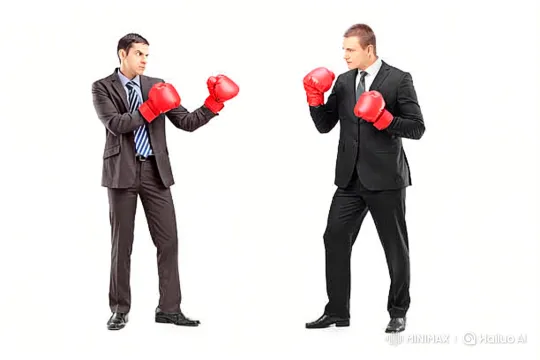 Businessmen in Suits Engage in Energetic Boxing Match – AI Generated Video | Hailuo AI
