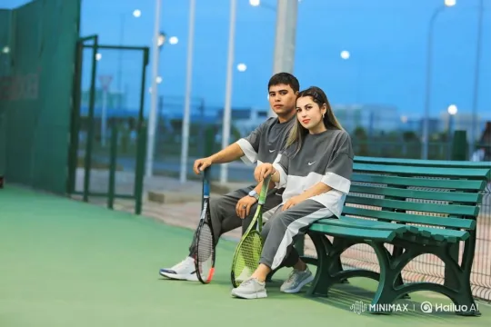 Couple Sharing a Quiet Moment on a Tennis Court – AI Generated Video | Hailuo AI