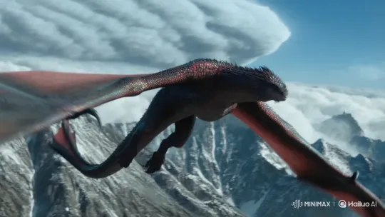Majestic Dragon Soars Over Dramatic Mountain Sky – AI Generated Video | Hailuo AI