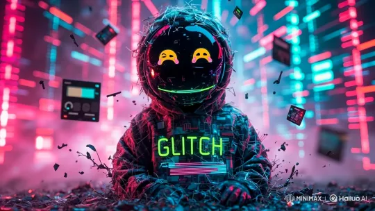 Anthropomorphic Glitch Character in Cyberpunk World – AI Generated Video | Hailuo AI