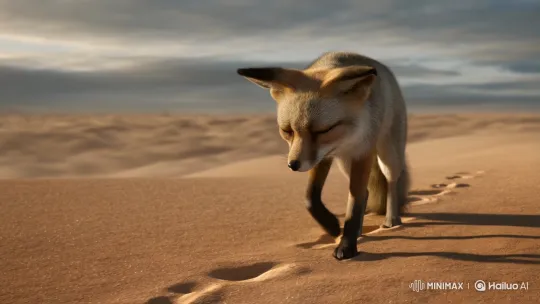 Sorrowful Fennec Fox Traverses the Algerian Desert – AI Generated Video | Hailuo AI