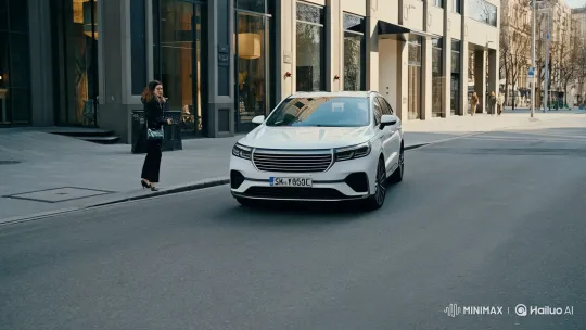 Person Summons White Car on City Street – AI Generated Video | Hailuo AI