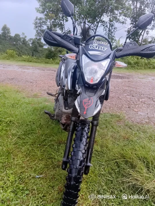 Motorcycle Starts and Drives Away on Wet Grass – AI Generated Video | Hailuo AI