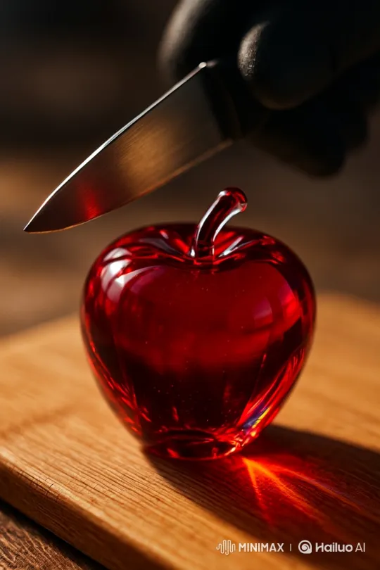Artistic Glass Apple Splitting with Precision Knife – AI Generated Video | Hailuo AI