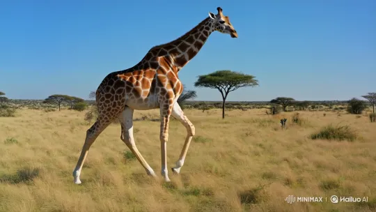 Majestic Giraffe Centaur Gracefully Crosses Savanna – AI Generated Video | Hailuo AI