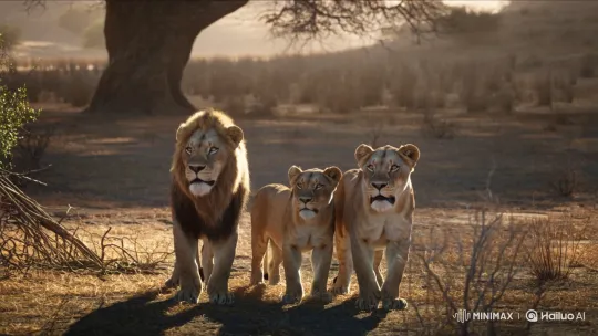 African Lions in Protective Stance at Clearing's Edge – AI Generated Video | Hailuo AI