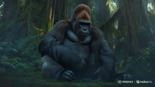Hungry Silverback Gorilla in Dense Jungle – AI Generated Video | Hailuo AI