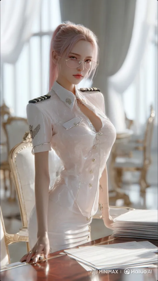 Korean Model Poses in Luxurious Office Setting – AI Generated Video | Hailuo AI