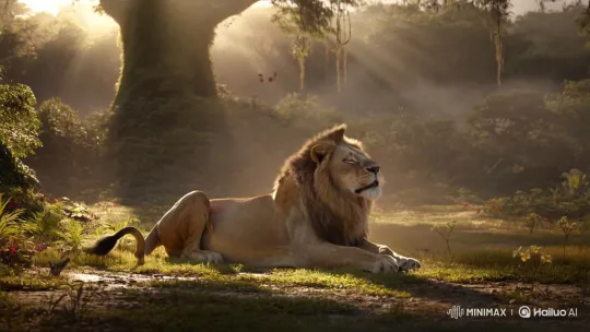 Golden Morning in the Jungle: Sleeping Majestic Lion – AI Generated Video | Hailuo AI
