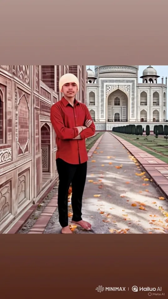 Young Man Poses Calmly at the Taj Mahal – AI Generated Video | Hailuo AI
