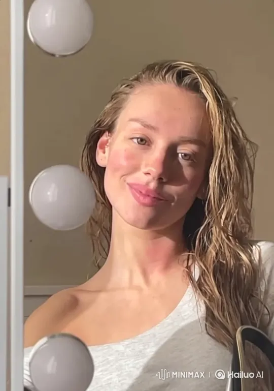 Young Woman's Unusual Mirror Reflection – AI Generated Video | Hailuo AI