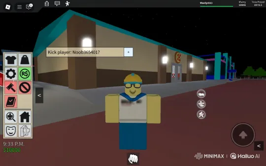 Roblox Avatar Walks Towards Pizza Shop at Night – AI Generated Video | Hailuo AI