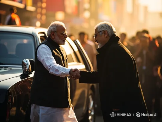 Cinematic handshake scene in golden-hour ambiance – AI Generated Video | Hailuo AI