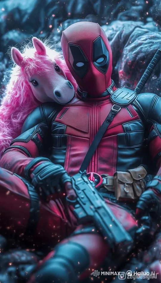 Deadpool and Unicorn Pony Share Tender Moment – AI Generated Video | Hailuo AI