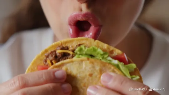 Close-up ASMR Eating of a Taco with Soft Whispers – AI Generated Video | Hailuo AI