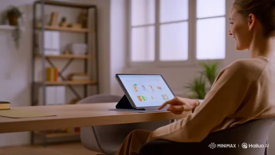 Effortless Video Creation on Tablet in Modern Office – AI Generated Video | Hailuo AI