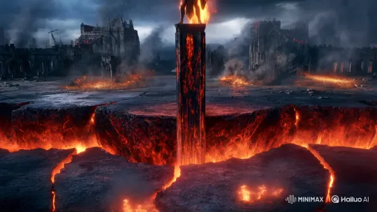 Flame King Reigns Over Awakening Volcanic City – AI Generated Video | Hailuo AI