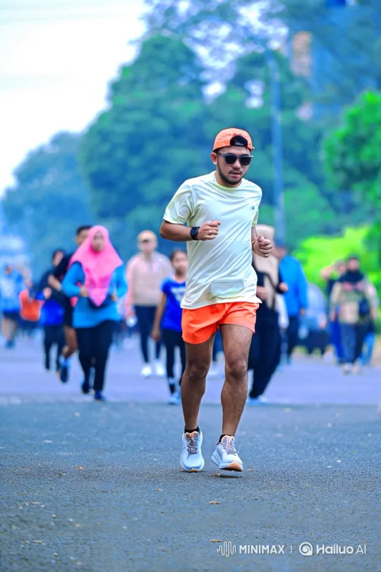 Man Jogging Towards Camera in Active Morning Scene – AI Generated Video | Hailuo AI