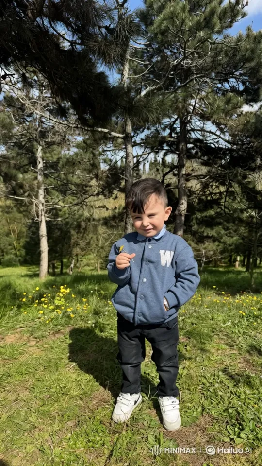 Young Boy Meets Police Officers in Sunny Field – AI Generated Video | Hailuo AI
