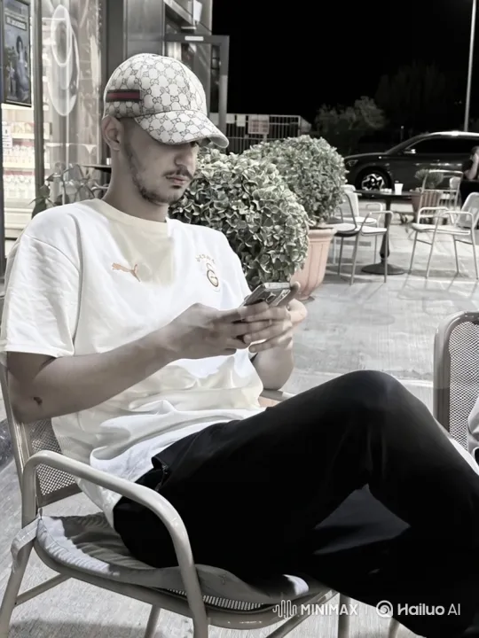 Young Man Deeply Engaged with Smartphone at Night – AI Generated Video | Hailuo AI