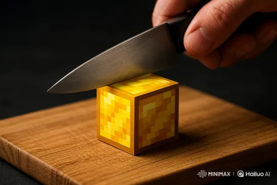 Sharp Knife Slicing Through Vibrant Sponge – AI Generated Video | Hailuo AI