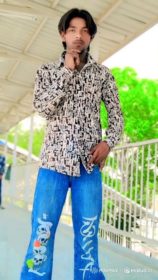 Young Man in Striking Outfit on Walkway with Confident Pose – AI Generated Video | Hailuo AI